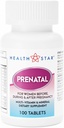 GeriCare Prenatal Multivitamin af HealthStar for sund mor og baby - Folate + C-vitamin + D-vitamin + Iron + Calcium + B12- 100 Tabletter