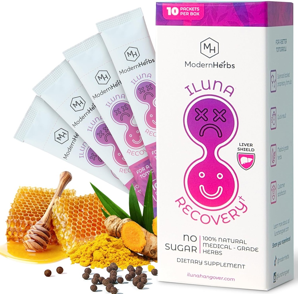 ILUNA Inddrivelse Fast- Actioning Herbal Hangover Relief - Premium Milk Thistle med Detox urter & naturlige småsten - Leverstøtte & Inflammation Balance - Max Strength (10 Pk)