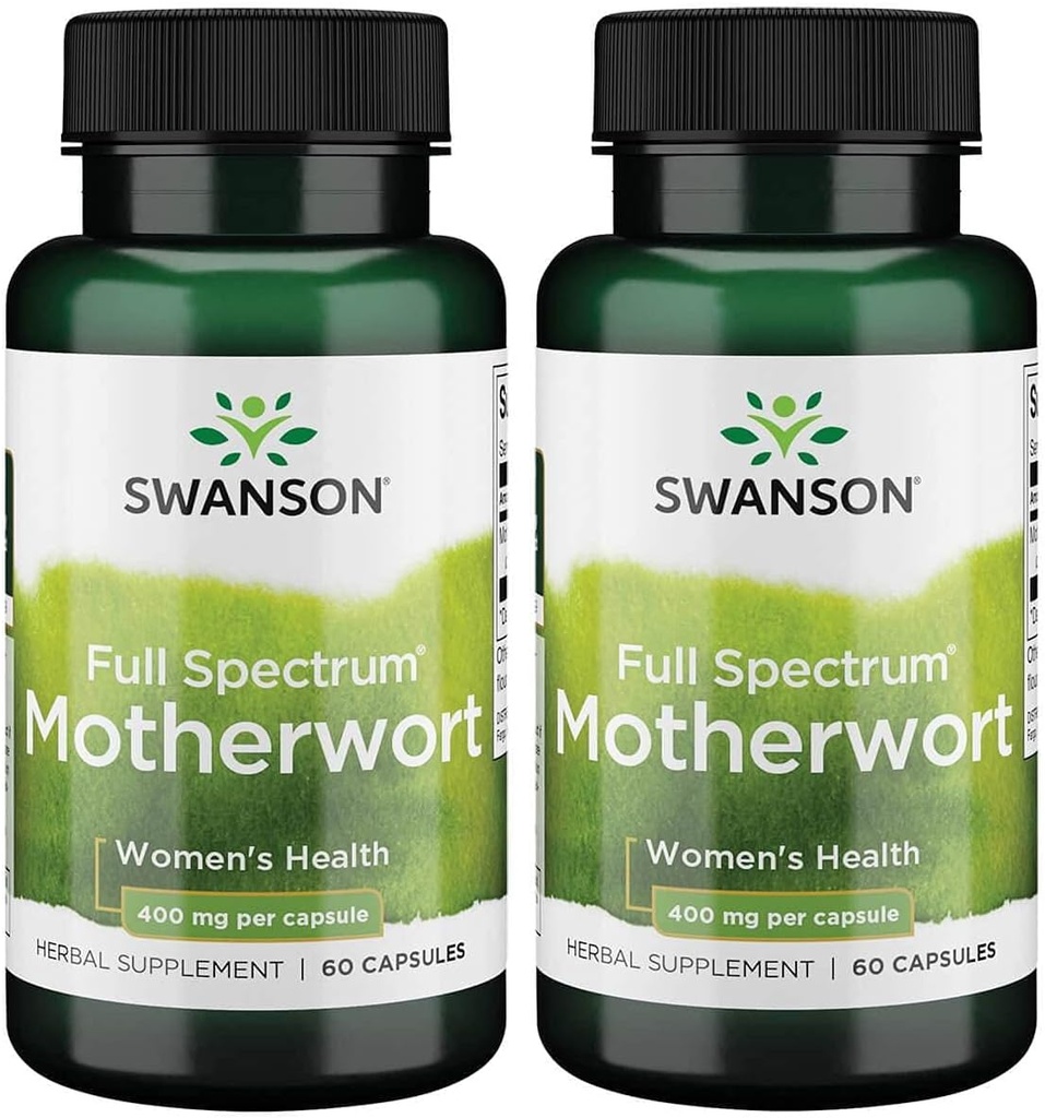 Swanson Mothwort- Herbal Supplement Traditionelt bruges til at fremme hjerte sundhed, endokrine funktion & fordøjelsesmæssig health- Natural Formel Fremme Wellness for Women- (60 kapsler, 400mg Hver) 2 Pack