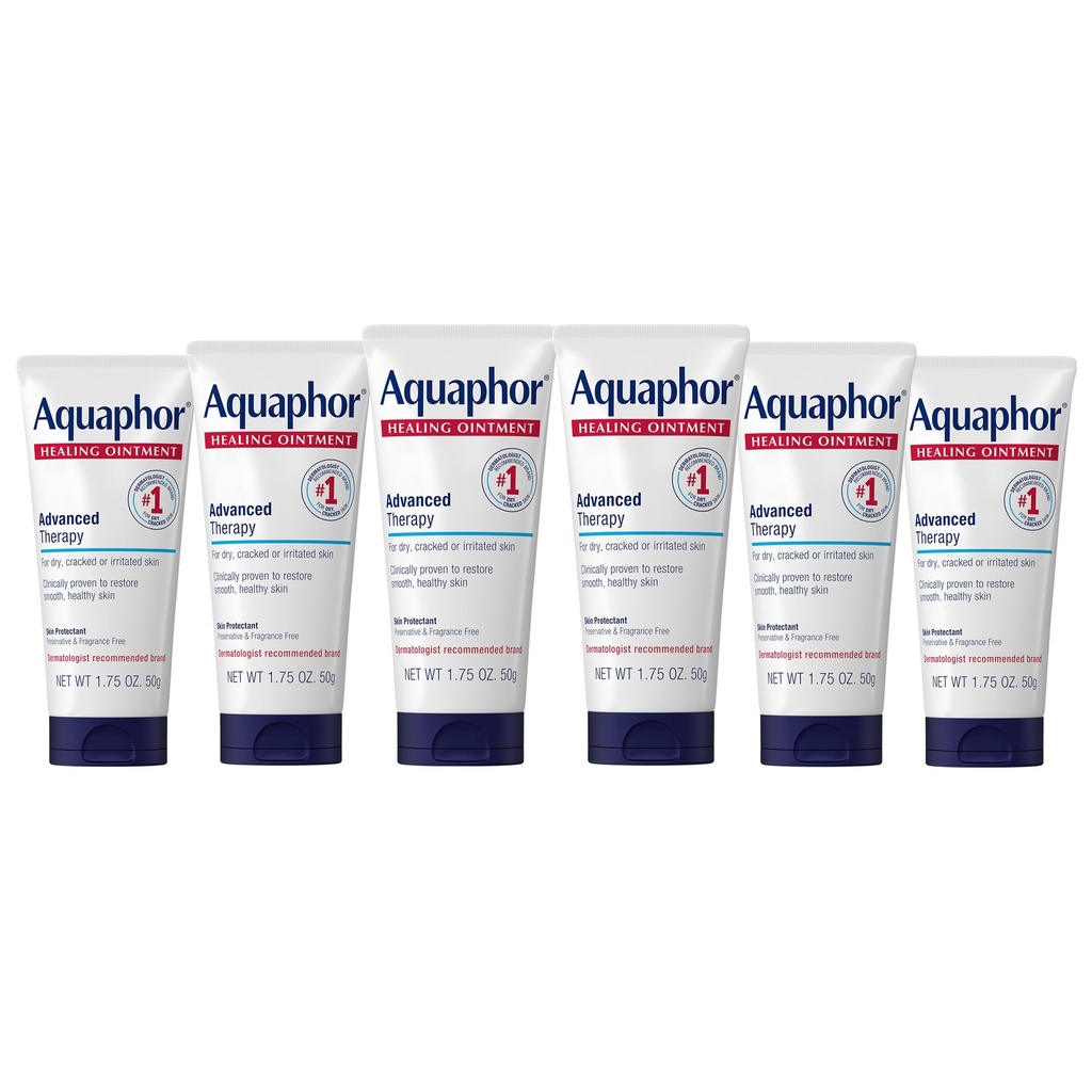 Aquaphor Healing Salve, Avanceret terapi Healing Salve til tør hud, hudbeskytter til tør krakket hud - 1.75 oz. Rør (pakning med 6)