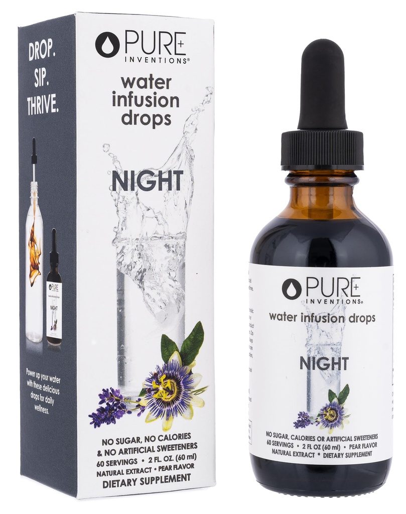 Ren Opfindelser Night - Pære Flavored vand infusion Drops - Ingen sukker, kalorier, eller kunstige sødestoffer - 60 Servere - 2oz