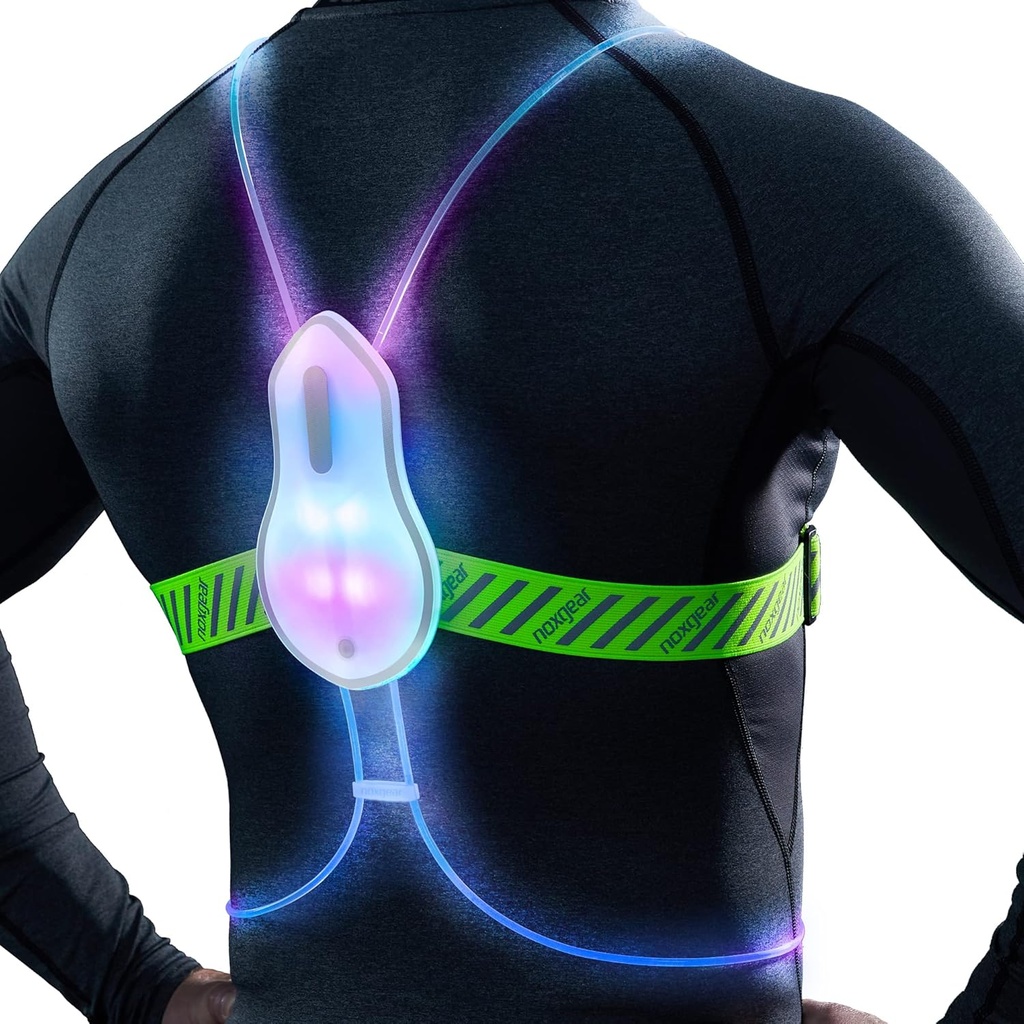 noxgear Tracer2 Multikolor Light Up og Reflekterende Løbetæthed 124; Genopladelig, Ultra- lyse Løbetygter for løbere
