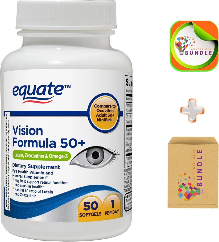 Ligger Vision Formel 50 + Soft Gels Kosttilskud - 50 Tæl + CreativeAndBundle Sticker