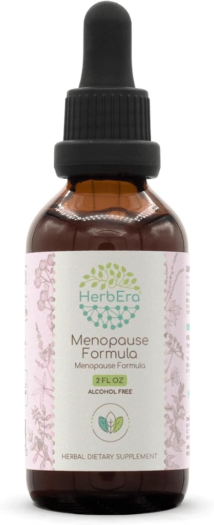 HerbEra Menopause Formel B60 Alkohol- fri ekstrakt Tinktur, Koncentrerede flydende dråber Natural Vitex Berry, Licorice Root, Motherwort, Dong Quai Root, Burdock Root, Black Cohosh Root. 2 Fl Oz