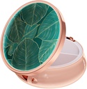 Rouidr Pill Box, 3 Segment Medicine Pill Case, Lille Metal Travel Medicine Box for purse & Pocket, Rose Gold, Tropical Leaf