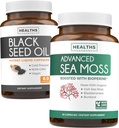 Black Seed Oil & Irish Sea Moss (1 - Måned Supply) - Wellness Duo Bundle of Black Seed Oil (60 kapsler) Cold- Pressed Nigella Sativa & Irish Sea Moss (60 kapsler) med Bioperine og Bladerwrack