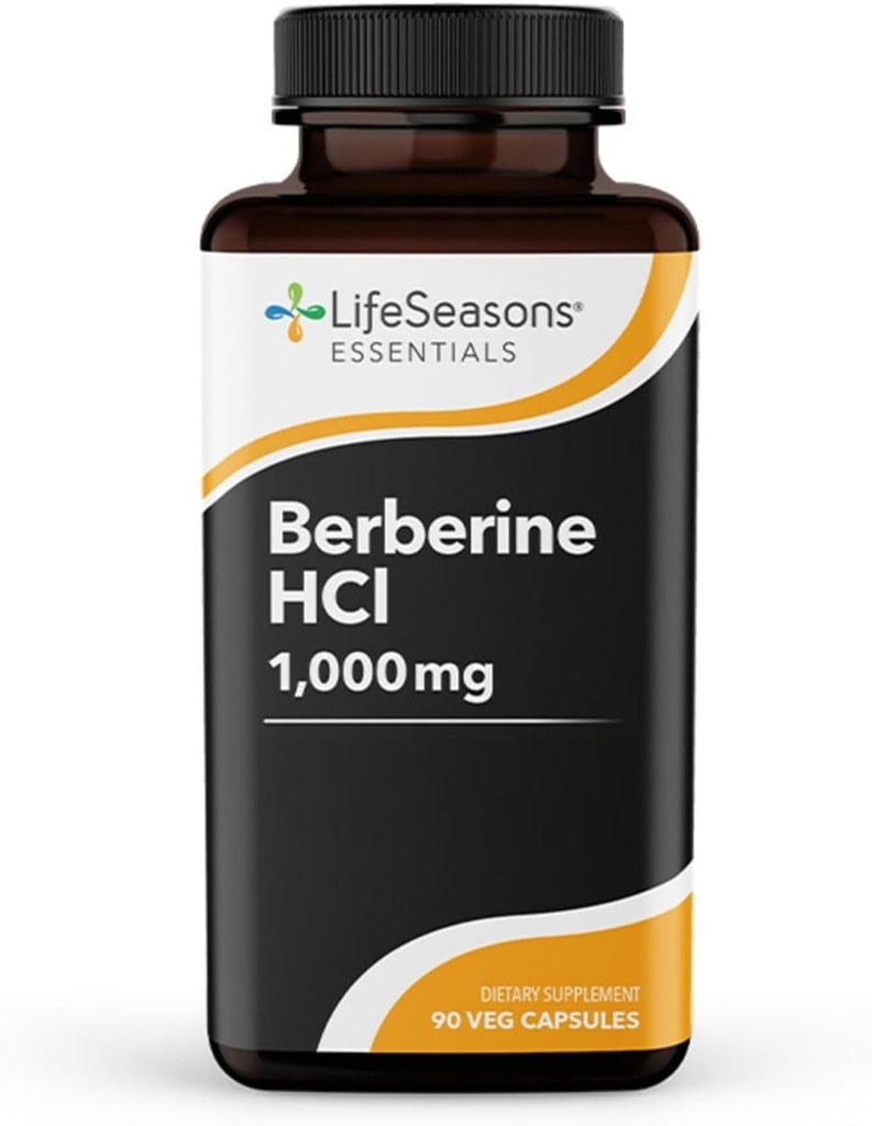 LifeSeasons Berberine - Støtte til fordøjelse, hjerte og immunforsvar - Balancer Sukker og Lipid Niveauer i blod - 1000 mg per servering - 90 kapsler