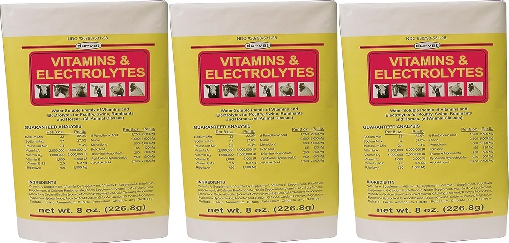 (3 Pack) DURVET 136028 vitaminer & elektrolyter, 8 oz3