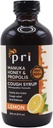 P.R.I Natural Dry Hough Syrup med Manuka Honey, Propolis, Tea Tree Oil og C-vitamin - Sore Throat & immunforsvar, Lemon Flavor, 8oz