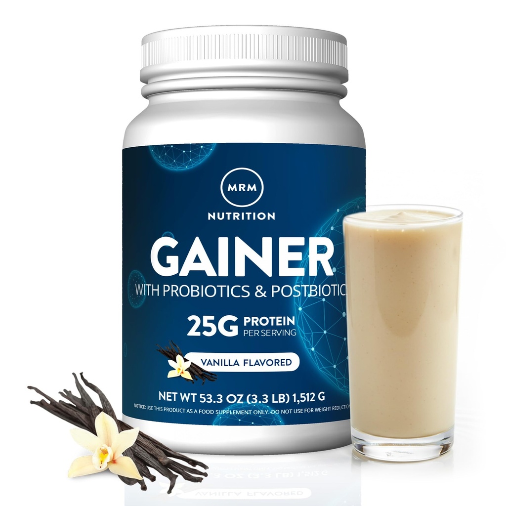 MRM Nutrition Gainer Protein med Probiotics + Postbiotics Name 124; Vanilla Flavored