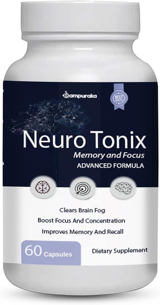Neuro Tonix Advanced Formel til hukommelse og fokus supplement - 1 pakke NeuroTonix 60 kapsler (piller)