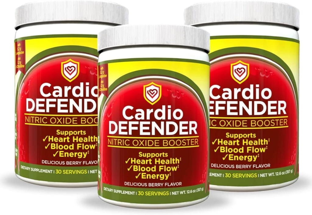 3 Pack, nitrogenoxid Booster Powder - L- Arginin 5,200mg + L- Citrullin 1,200mg - Heart Health Drink Mix - Heart Health, Blood Flow, Energy, Endurance - L- Arginin Powder, Berry Flavor