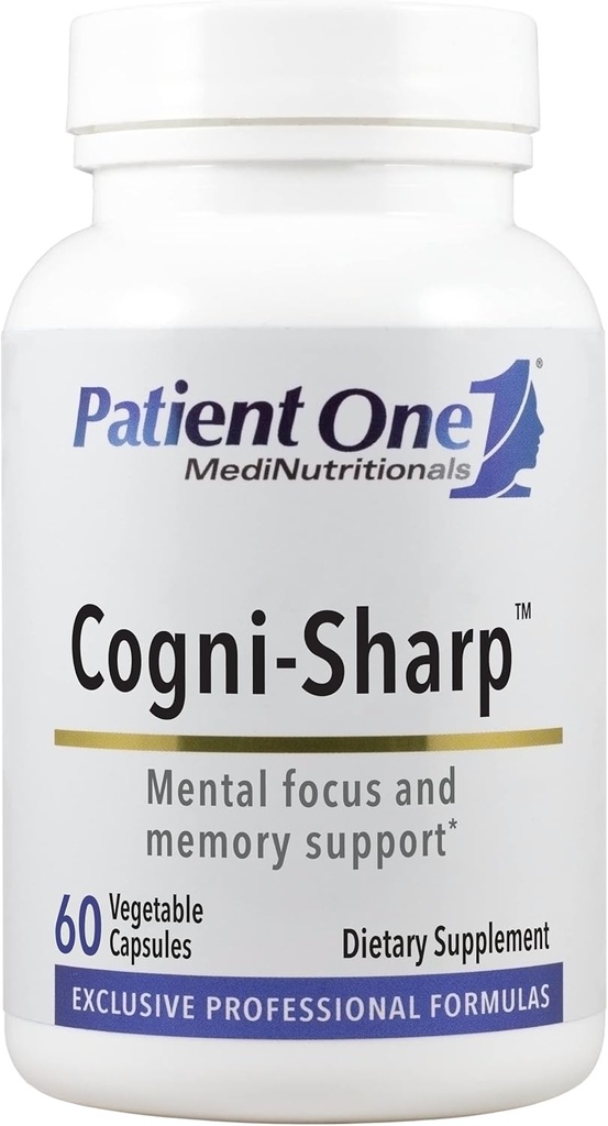 Patient One Cogni-Sharp | Supplement to Support Cognition, Focus and Mental Clarity* | with Gingko, Lion's Mane, Bacopa and More | 60 Capsules
