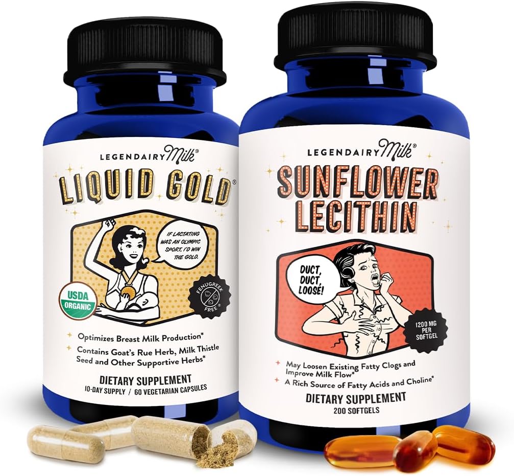 Legendairy Milk Liquid Gold + Solsikke Lecithin Amning Supplement for Milk Supply Increase og for Claged Milk Ducks - Amning Kosttilskud til Milk Flow og Boost Milk Production