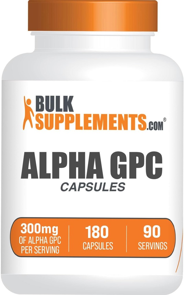 Bulkuliments.com Alpha GPC kapsler - Acetylcholine kosttilskud, Alpha GPC 300mg - Cholin kosttilskud, Gluten Free, 2 kapsler per servering, 180 kapsler (pakning med 1)