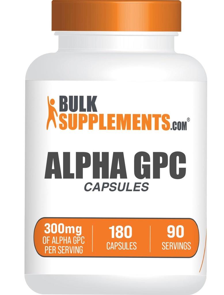 Bulkuliments.com Alpha GPC kapsler - Acetylcholine kosttilskud, Alpha GPC 300mg - Cholin kosttilskud, Gluten Free, 2 kapsler per servering, 180 kapsler (pakning med 1)