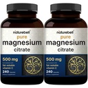 NatureBell 2 Pack Magnesium Citrate 500 mg, 480 Kapsler 124; 2- in-1 med Fat Opløselige C-vitamin 124; Pure Elemental Form • 124; Filler Free, Non- GMO, No Gluten