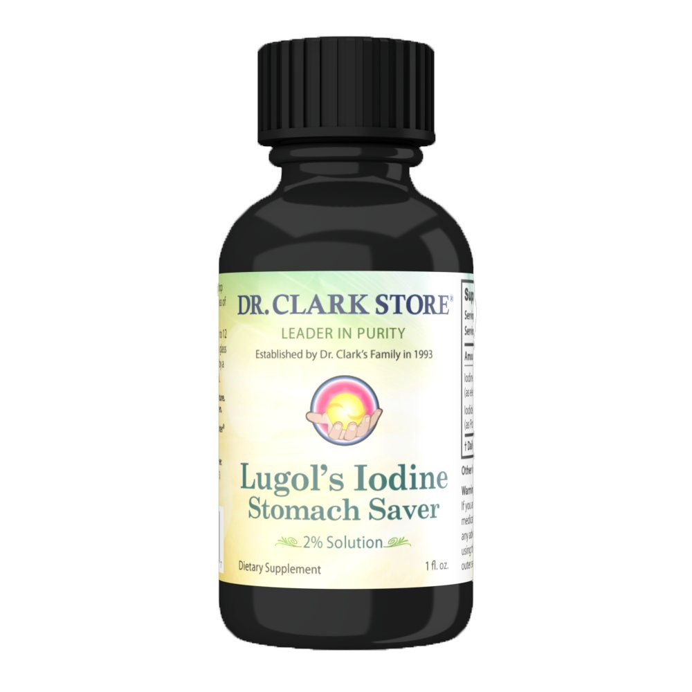 Mave Saver fra Dr. Clark Store, Indeholder Lugol 's Jod 2% Granulær Jod - 1 fl. Oz med en Dropper og Cone Cap til rejser