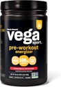 Vega Sport Pre- Workout Energizer, Strawberry Lemonade - Pre Workout Powder for kvinder & mænd, Understøtter energi og fokus, Electrolytes, Vegan, Keto, Gluten Gratis, Ikke GMO, 1.1 lbs