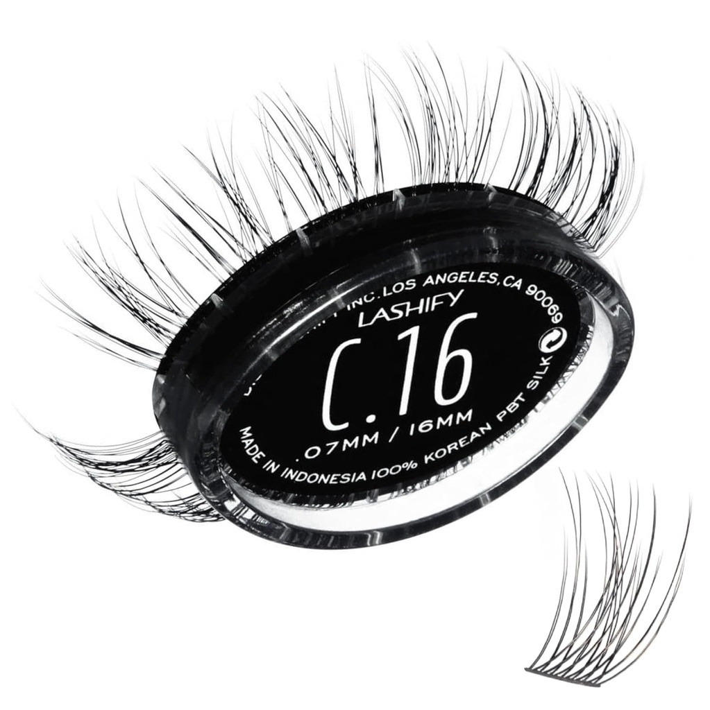 Lashify Curl 16mm Gossamer Eyelash Extensions Refill, Black, gør det Falsk Blår for et naturligt look