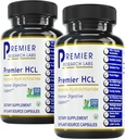 Premier Research Labs Premier HCL - Betaine HCL, Betaine Hydrochloride Supplement for Optimal fordøjelsesfunktion, Nutrient Absorption, Betaine- HCL for Lav Mavesyre - 90 Vegetariske Kapsler (2 Pack)