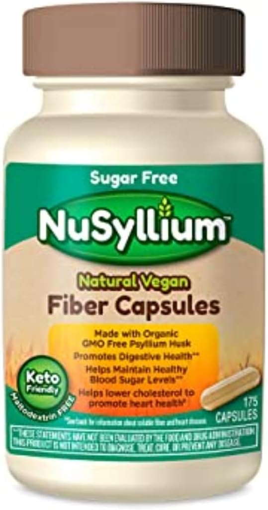 NuSyllium Psyllium Husk Kapsler, Økologisk, USDA sukker fri, Vegan, 175 Greve, Keto- venlige kostfibre supplement, Hjælper fremme fordøjelsessygdomme *