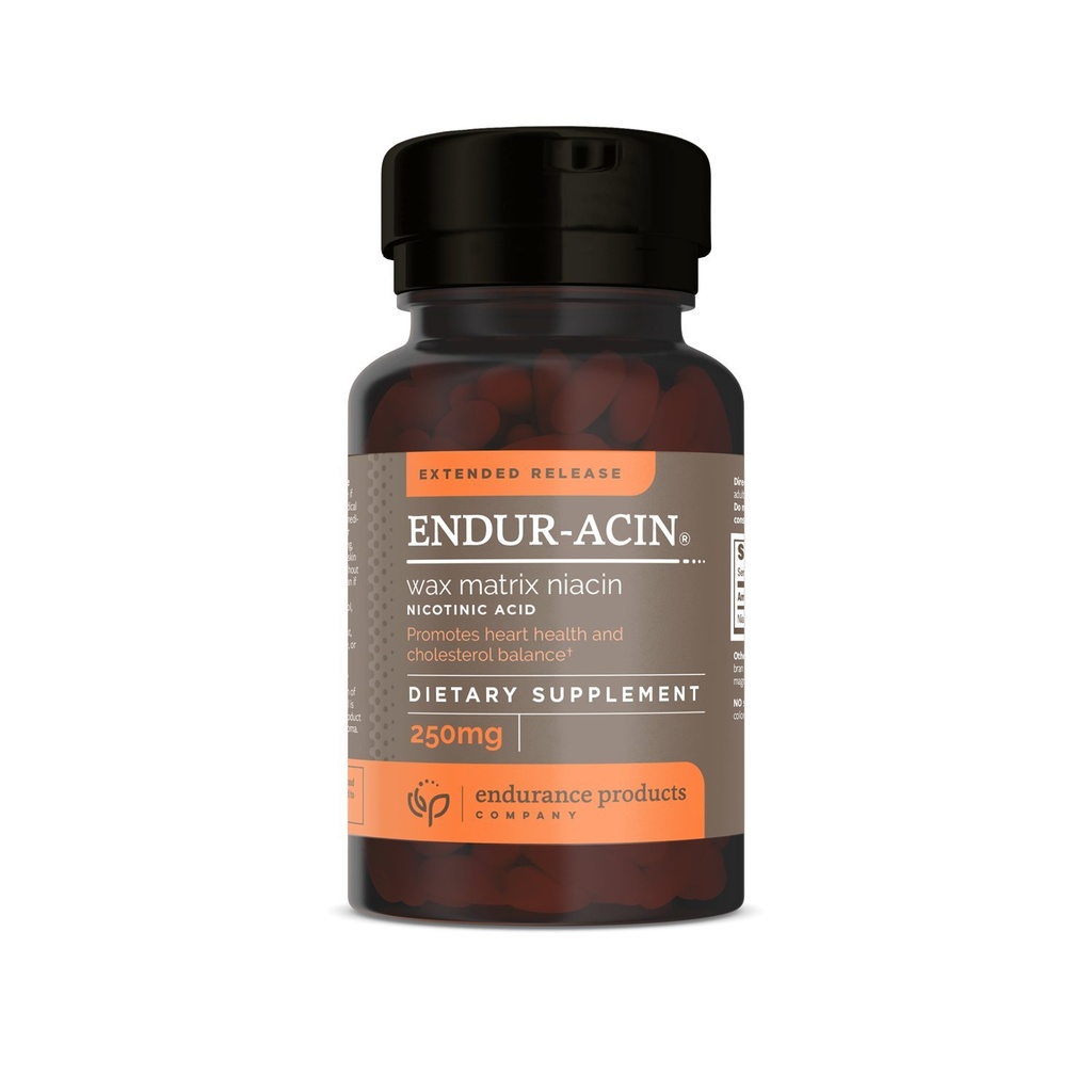 ENDUR- ACIN Niacin, Heart Health & Sund Cholesterol Balance Supplement, Extended Release for Optimal Absorption, Gluten Free, 250 mg (100 tabletter)