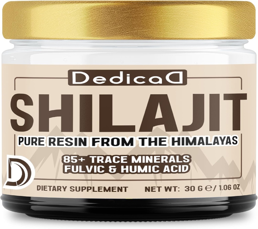 Shilajit Pure Himalayan Organic Resin 30gram - Shilajit Supplements Indeholder Natural Fulvic, Humaic Acid & 85 andre - 60 Servering til krop balance, hjerte, immunforsvar