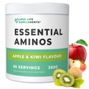 Love Life Supplements EAA Aminosyrer Pulver, Alle 9 essentielle aminosyrer herunder BCAA 's og 2 Bedste Leucin per Servering, Apple & Kiwi Flavour, 348g - 60 Servering (5g af EAA' s per Servering)