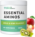 Love Life Supplements EAA Aminosyrer Pulver, Alle 9 essentielle aminosyrer herunder BCAA 's og 2 Bedste Leucin per Servering, Apple & Kiwi Flavour, 348g - 60 Servering (5g af EAA' s per Servering)