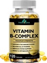 Max Strength Vitamin B- Complex + CoQ10 + C-vitamin - høj potens naturligt supplement til energi & Metabolisme Support - 120 Softgels, 60 dages forsyning