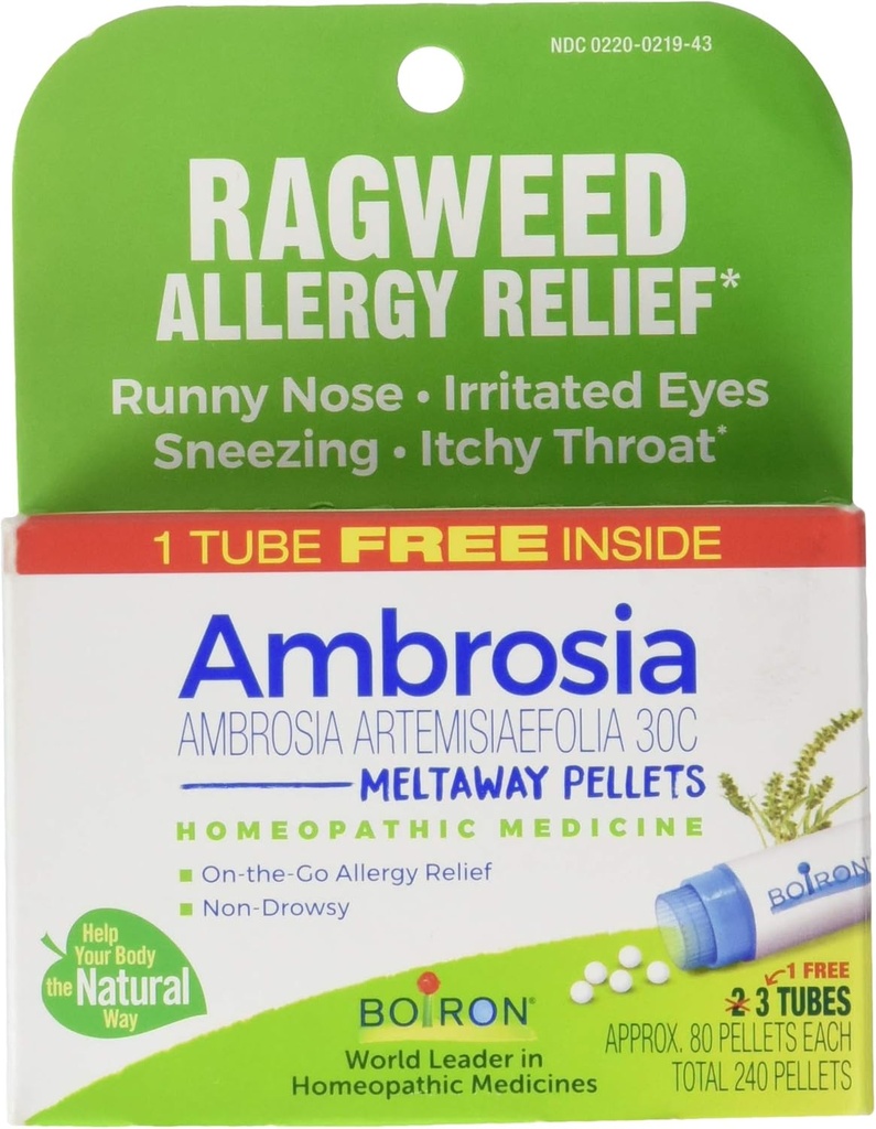 Boiron Ambrosia Ragweed Allergy Relief 30C Bonus Pack, 80 Greve (pakke med 1)