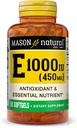 MASON NATURAL Vitamin E 450 mg (1000 IE) - Antioxidant og essentiel ernæring, sundt immunsystem, hud og øjne, helkropstillæg, 50 Softgels