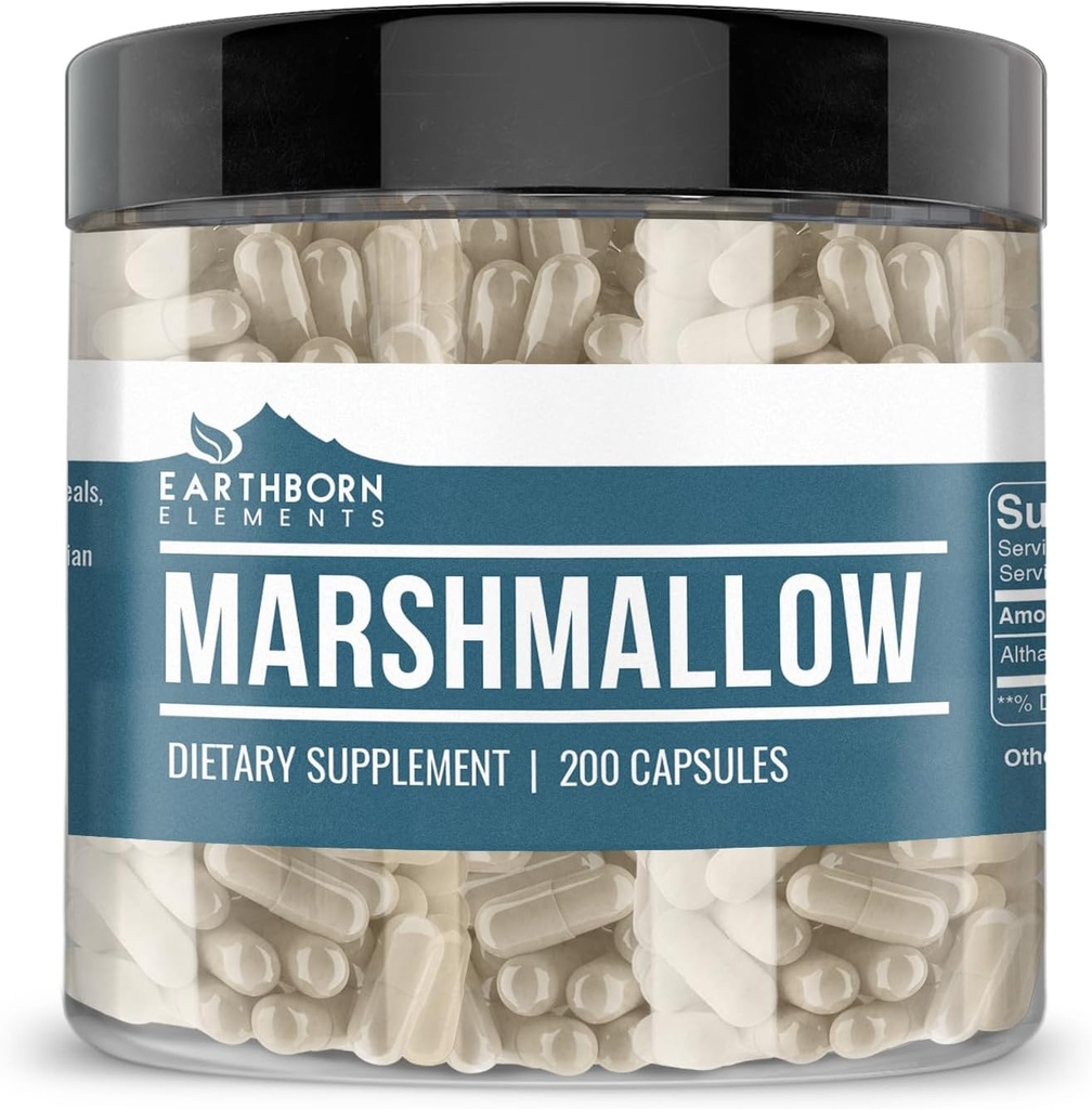 Jordfødt grundstoffer Marshmallow Root 200 Kapsler, Pure & Ufortyndet, Ingen tilsætningsstoffer