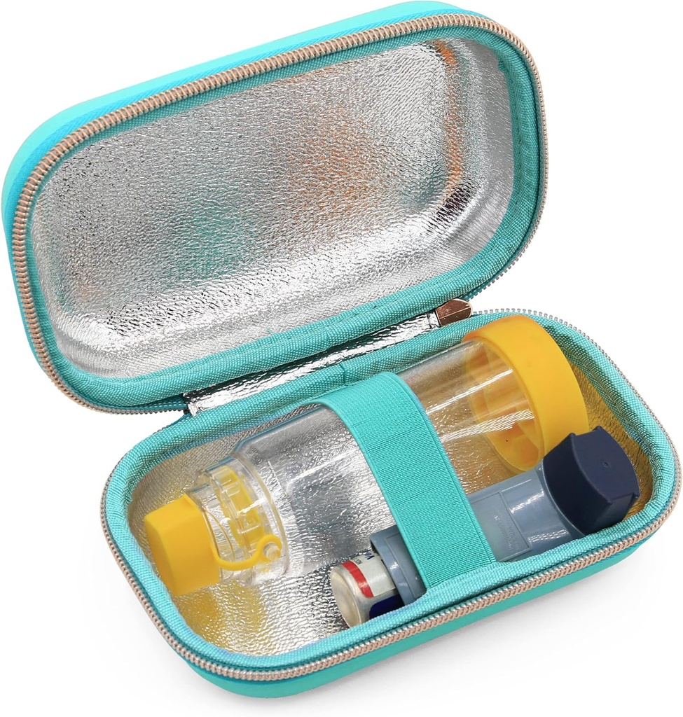 CASEMATIX Astma Inhaler sag Fits Inhaler Spacer For voksne, Masker, Inhaler Holder og mere - Compact Størrelse Fits 6.25 "Maksimum, Inkluderer ASTHMA sag KUN