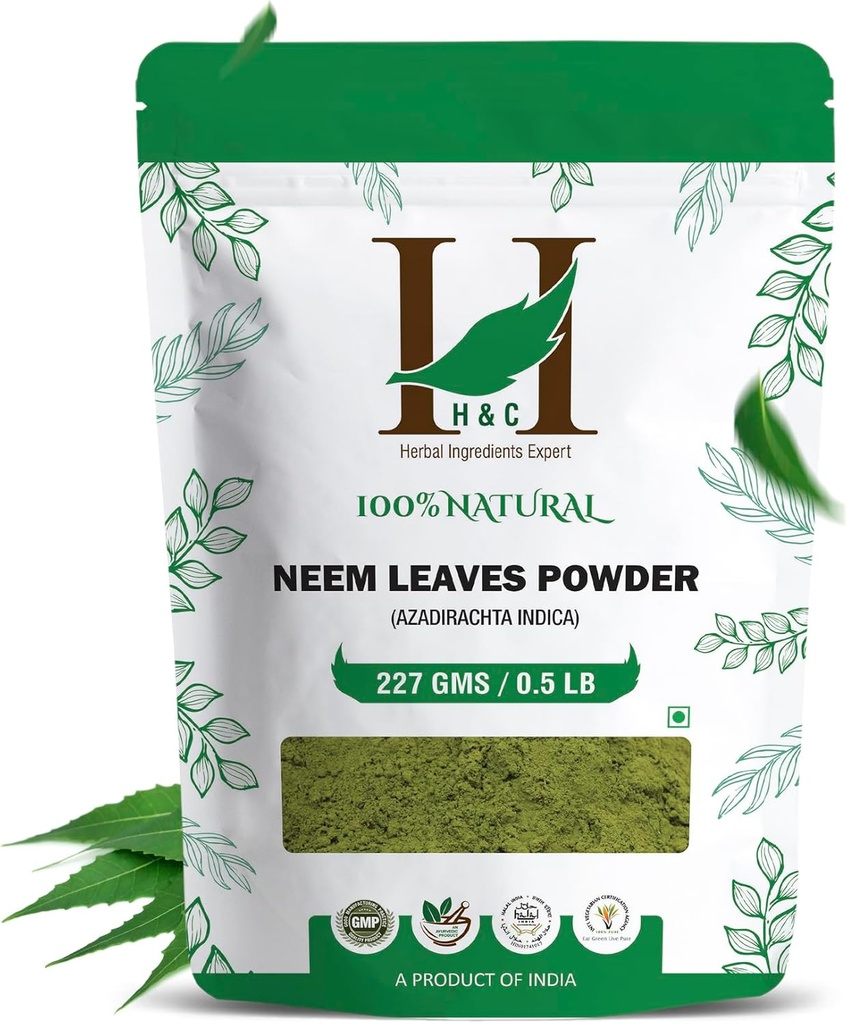 H&C Natural Neem Leaves Powder, 227 Grams (1/2 lb)
