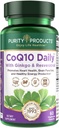 Renhed Produkter CoQ10 Daglig Super Boost med Ginkgo og Resveratrol fra Understøtter Sunde Energiniveauer og Sund Hjerne Funktion - 60 Vegetariske Kapsler