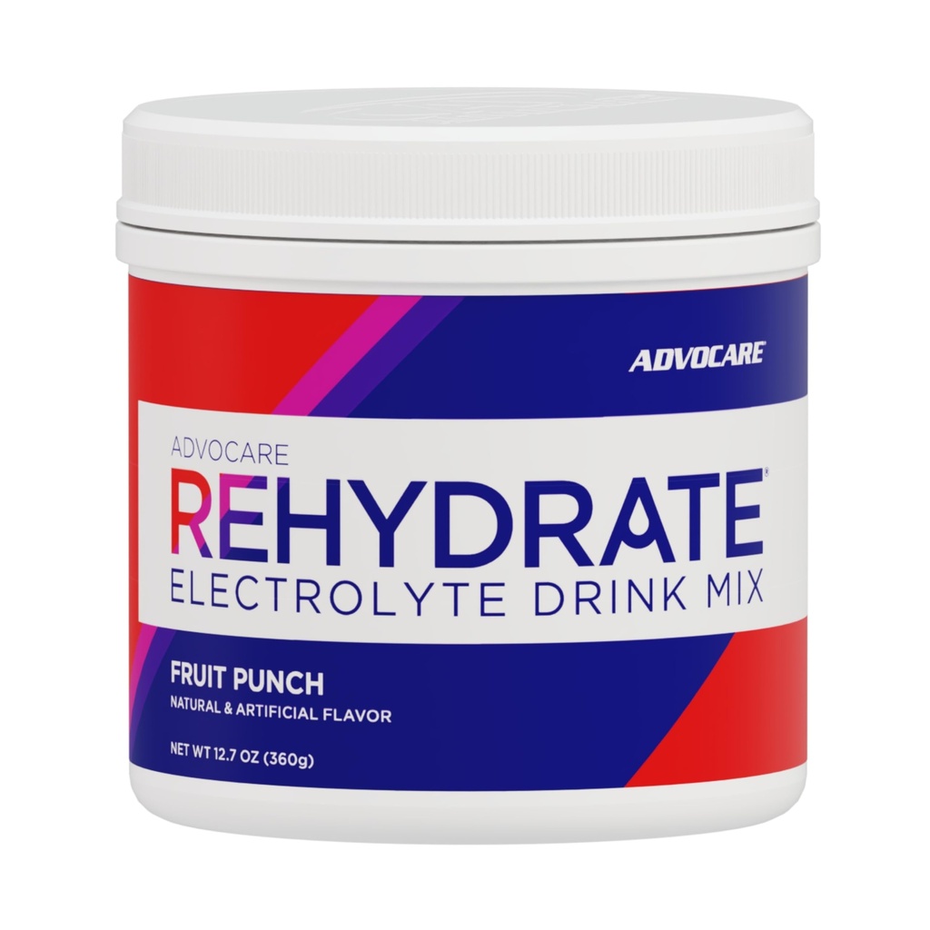 AdvoCare Rehydrat - Elektrolyte Drink Mix - Inkluderer Magnesium, Natrium, Kalium & Calcium - Antioxidant & Aminosyre befæstet - Understøtter hydrering og inddrivelse - Frugt Punch, 12,7 oz