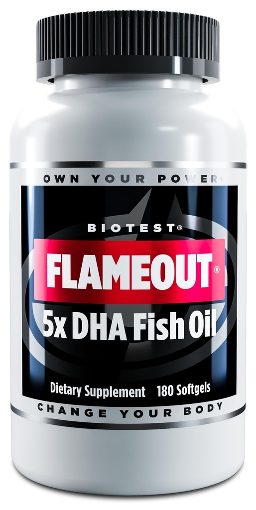 Biotest Flameout 5X DHA Fish Oil, 60 Servering - 4200mg Omega- 3- 180 Softgels