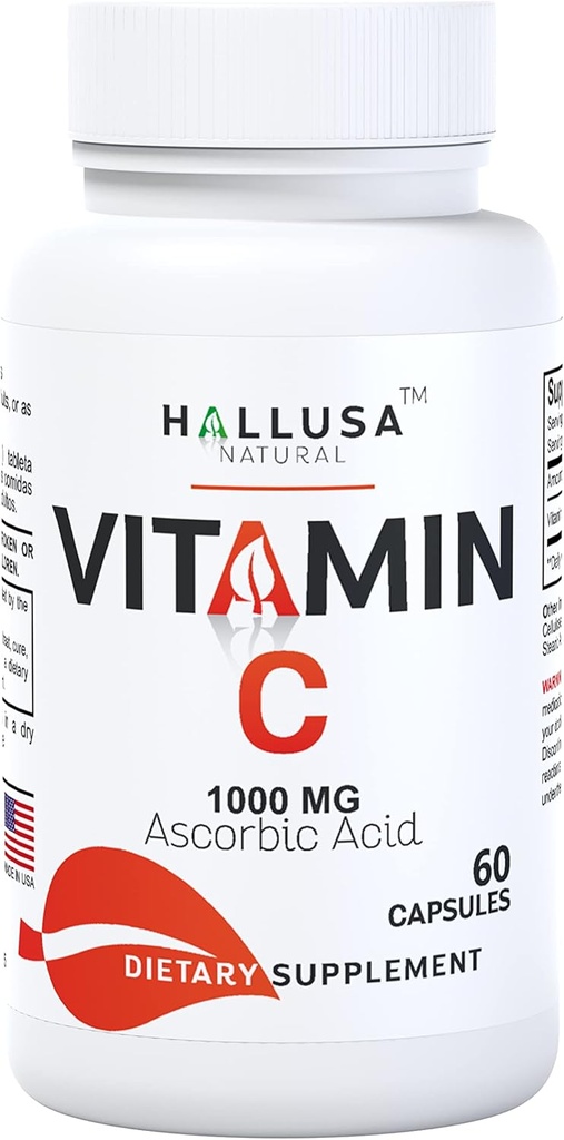 Hallusa Natural - C-vitamin - Antioxidant og immunforsvar - 60 kapsler - 60 dages forsyning