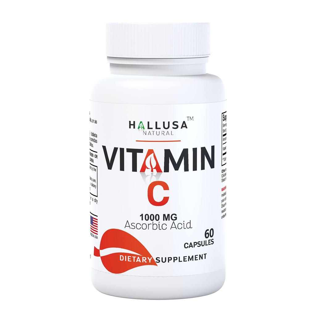 Hallusa Natural - C-vitamin - Antioxidant og immunforsvar - 60 kapsler - 60 dages forsyning