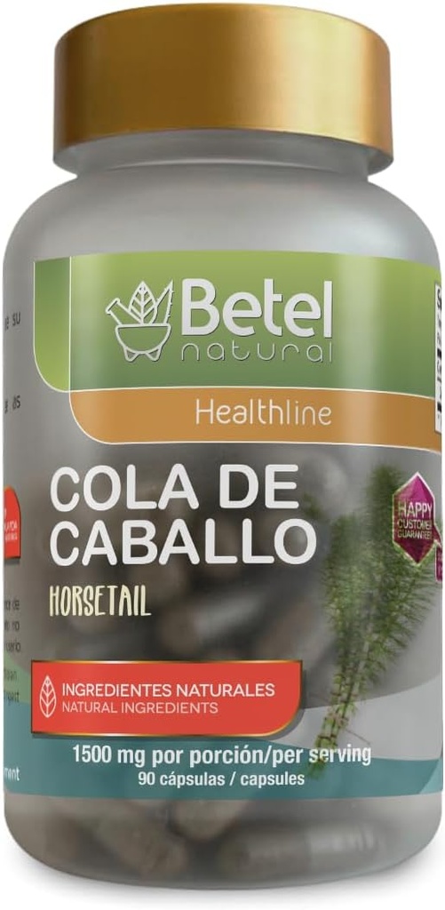 Premium Cola de Caballo (Horsetail) Herbal Capsule by Betel Natural - Sunde negle, Hud og hår - 1500 mg per servering