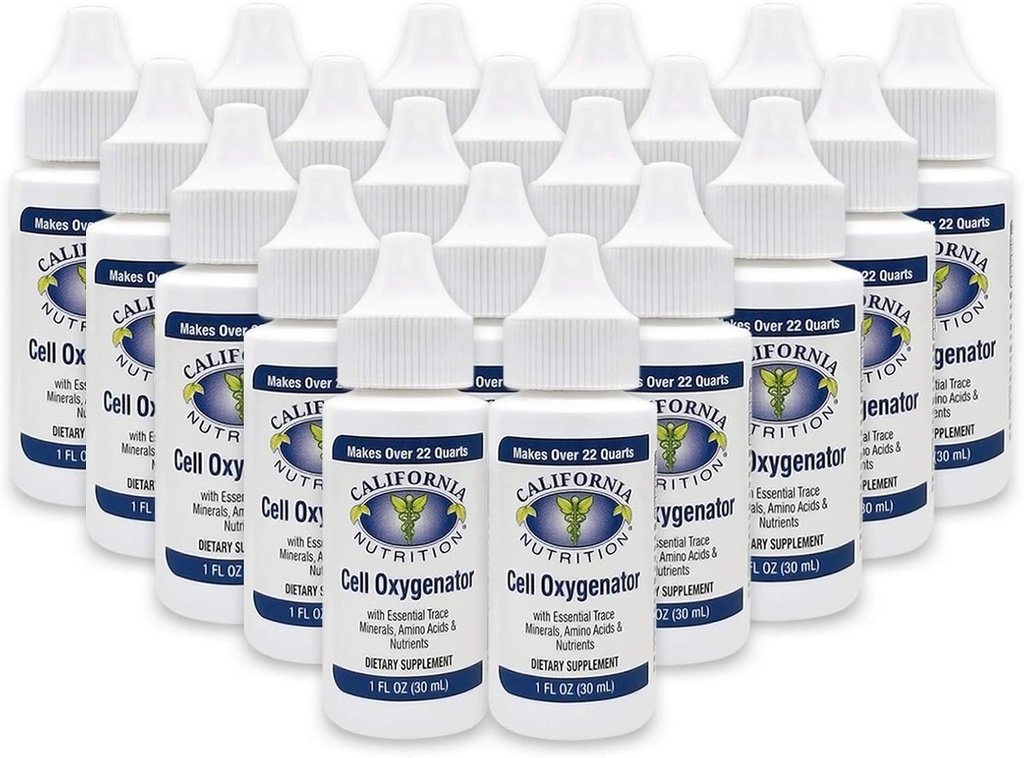 Cell Oxygenator 1 Fl Oz flaske (pakke af 20), Cell Food Concentrate Liquid Oxygen Water Drops, Nutritional Dietary Supplement, Suport Immunsystem, Amino Acids & Trace Minerals