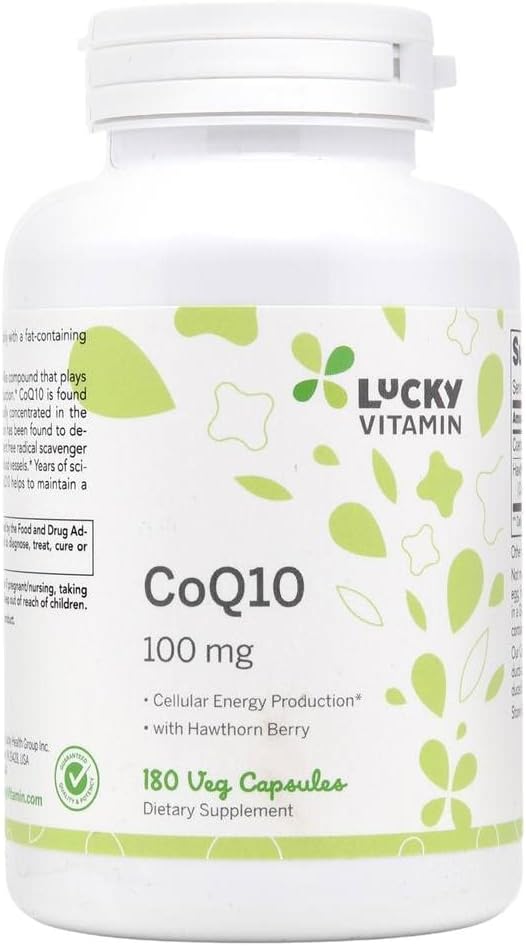 Lucky Vitamin - CoQ- 10 med Hawthorn Berry 100 mg. - 180 Veg kapsler