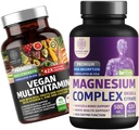 Nummer et ernæring N1N Premium Magnesium Complex [500mg] Høj Absorption og Vegan Multivitamin [86 kraftfulde ingredienser], Non- GMO og Gluten- fri, 2 Pack Bundle
