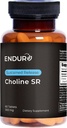 Endur Cholin L (+) Bitartrat, Sustained Release Brain & Liver Support, Prenatal Safe, Vegan, Non- GMO, Gluten Free, 300mg (60 tabletter)