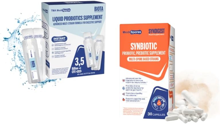 Biota Instant Probiotika Daglig drik til fordøjelsessygdomme & Syndigest Dual Benefit Prebiotika & Probiotika til Gut Health
