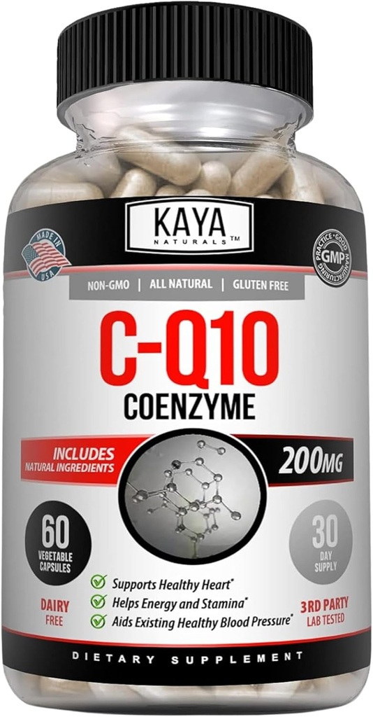 Kaya Naturals - CoQ10 Power Antioxidant Supplement for vaskulære, hjerte sundhed, sunde blodtryksniveauer, og immunfunktion - Genskaber daglig Cellulær og energiproduktion - 60 Veggie kapsler