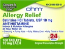 Ohm Cetirizin 10 mg tabletter - All Day Allergy Relief - 100 greve - Anti- Histamin for Hay Fever, Pollen, Dry Itchy Eyes - Effektiv Relief fra All Day Allergier