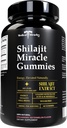 Medicinske Mirakler Shilajit Gummies - 1000mg Pure Himalayan Extract w / Fulvic Acid, Vegan, Sugar- Free, High Potency. Energi & Immunitet støtte med over 84 Minerals. 60 lækre gumier